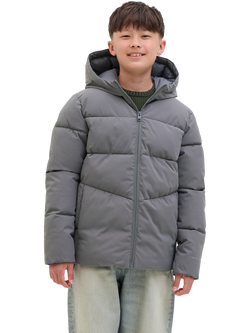 Jack & Jones Kids' Global Hooded Puffer Jacket, Castlerock