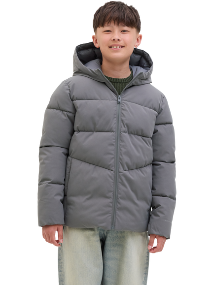 Jack & Jones Kids' Global Hooded Puffer Jacket, Castlerock