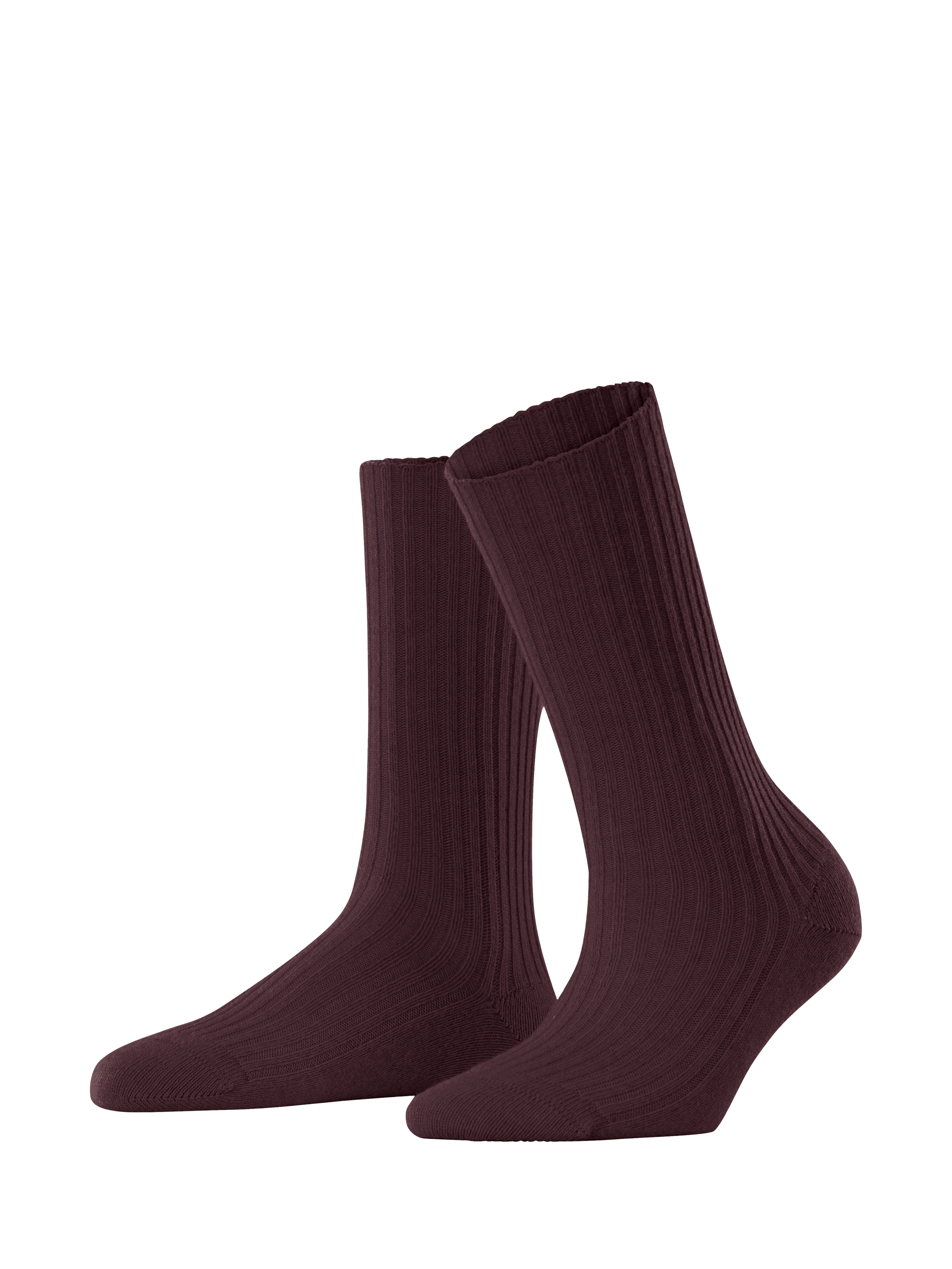 Product image 1 of 3, which shows FALKE Cosy Wool & Cashmere Blend Boot Socks, Burgundy, S-M