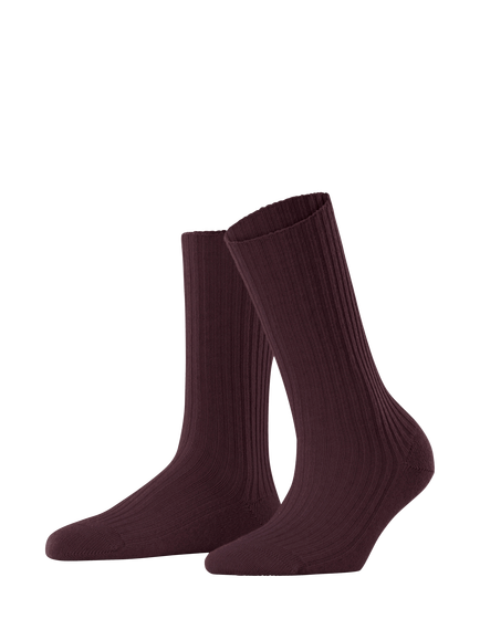 FALKE Cosy Wool & Cashmere Blend Boot Socks, Burgundy