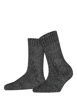FALKE Marble Cloud Wool Blend Ankle Socks, Black/Grey, Black/Grey