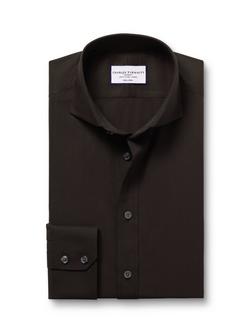 Charles Tyrwhitt Slim Fit Cotton Poplin Shirt, Chocolate, Chocolate