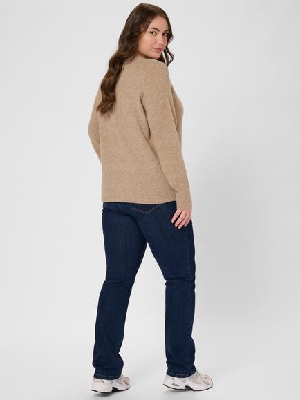 KAFFE Niela Round Neck Cardigan, Mid Brown - view 2, Mid Brown
