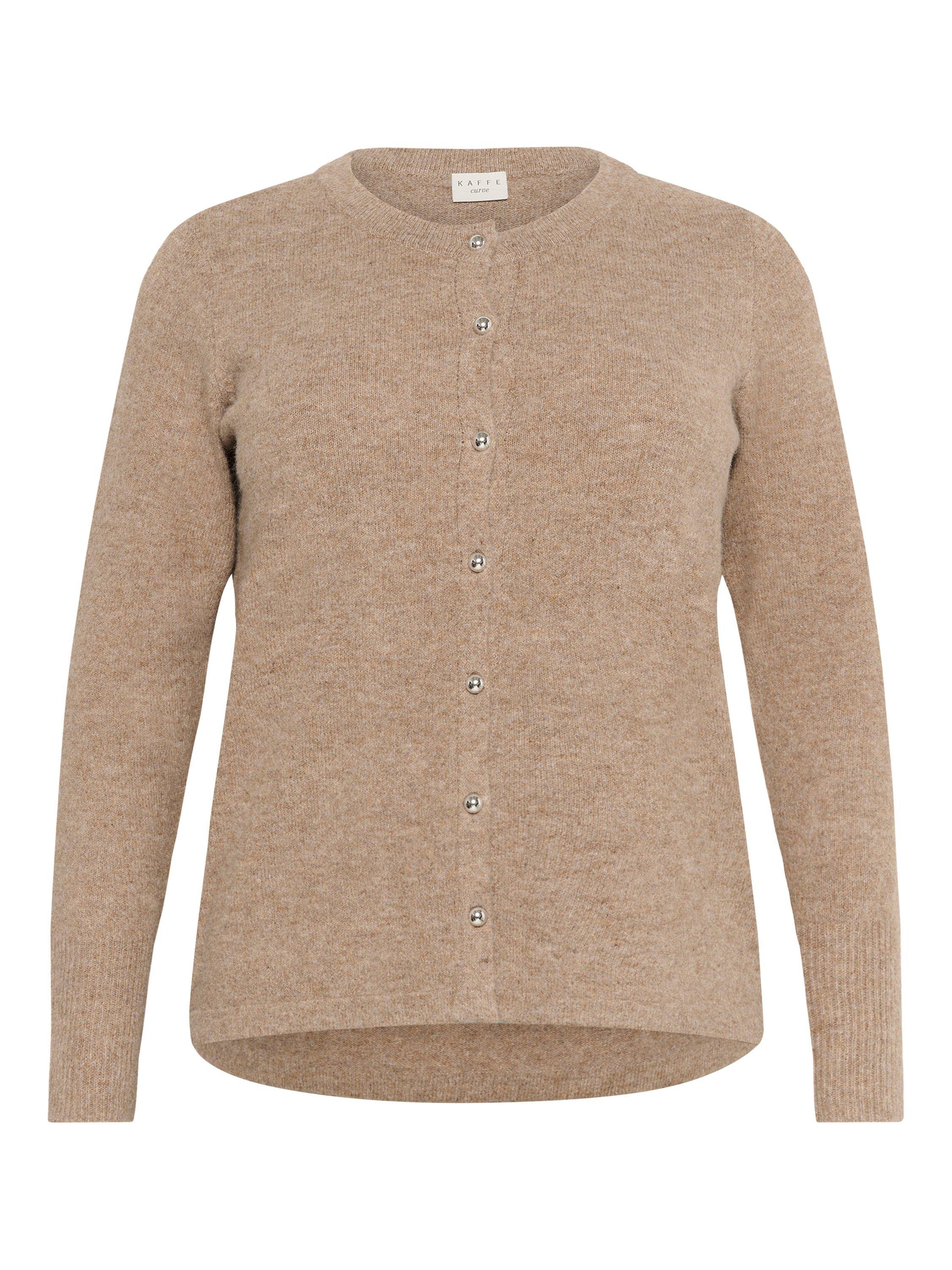 Product image 5 of 6, which shows KAFFE Niela Round Neck Cardigan, Mid Brown, S