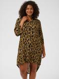 KAFFE Molly Animal Print Shirt Dress, Brown/Multi