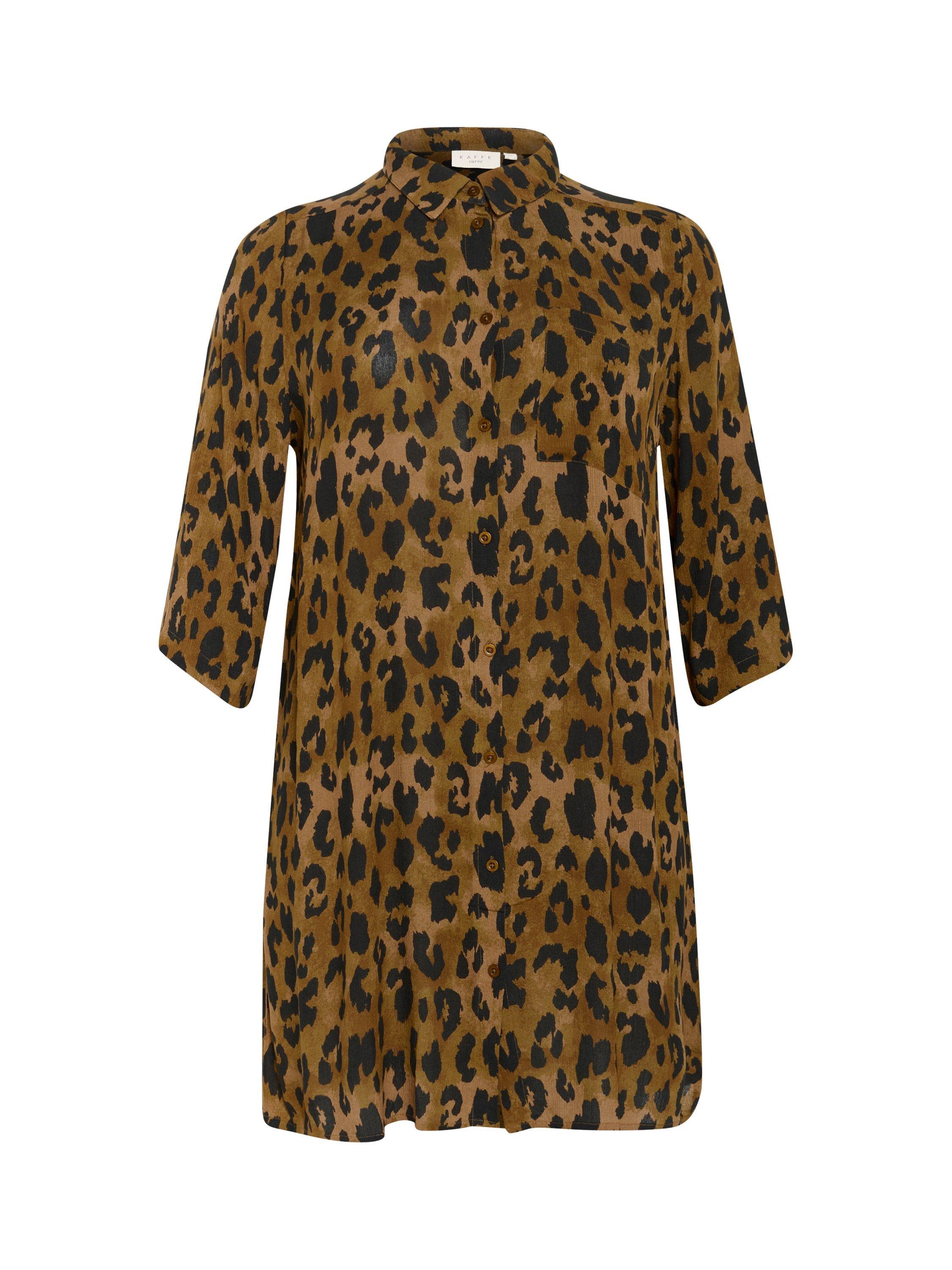 Product image 5 of 6, which shows KAFFE Molly Animal Print Shirt Dress, Brown/Multi, 24