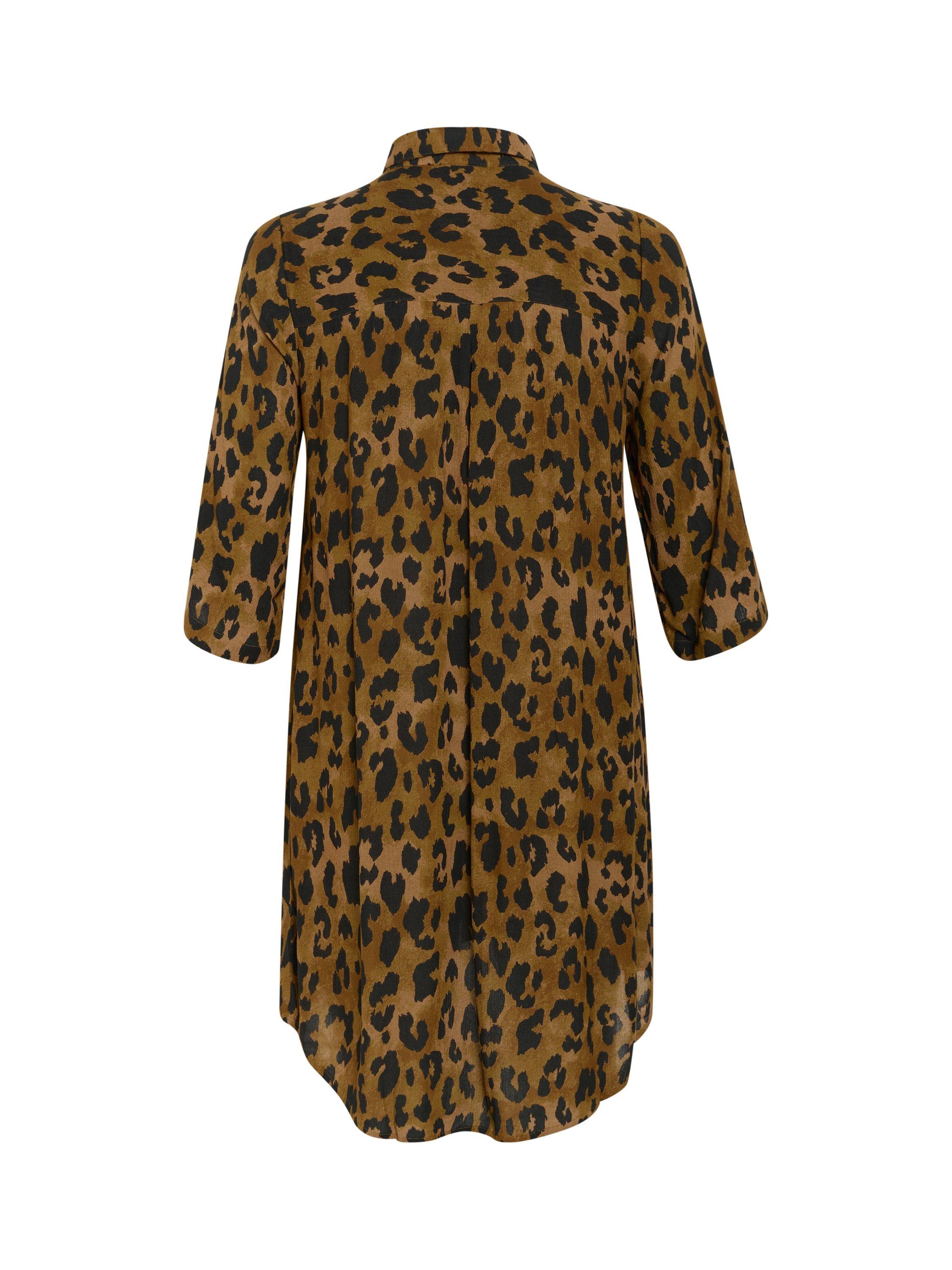 Product image 6 of 6, which shows KAFFE Molly Animal Print Shirt Dress, Brown/Multi, 24