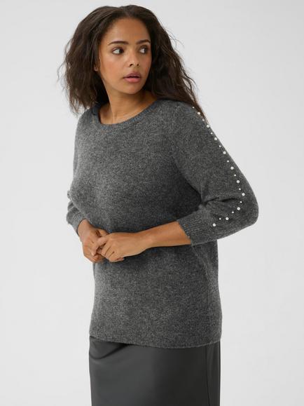 KAFFE Letty Wool Blend Jumper, Mid Grey