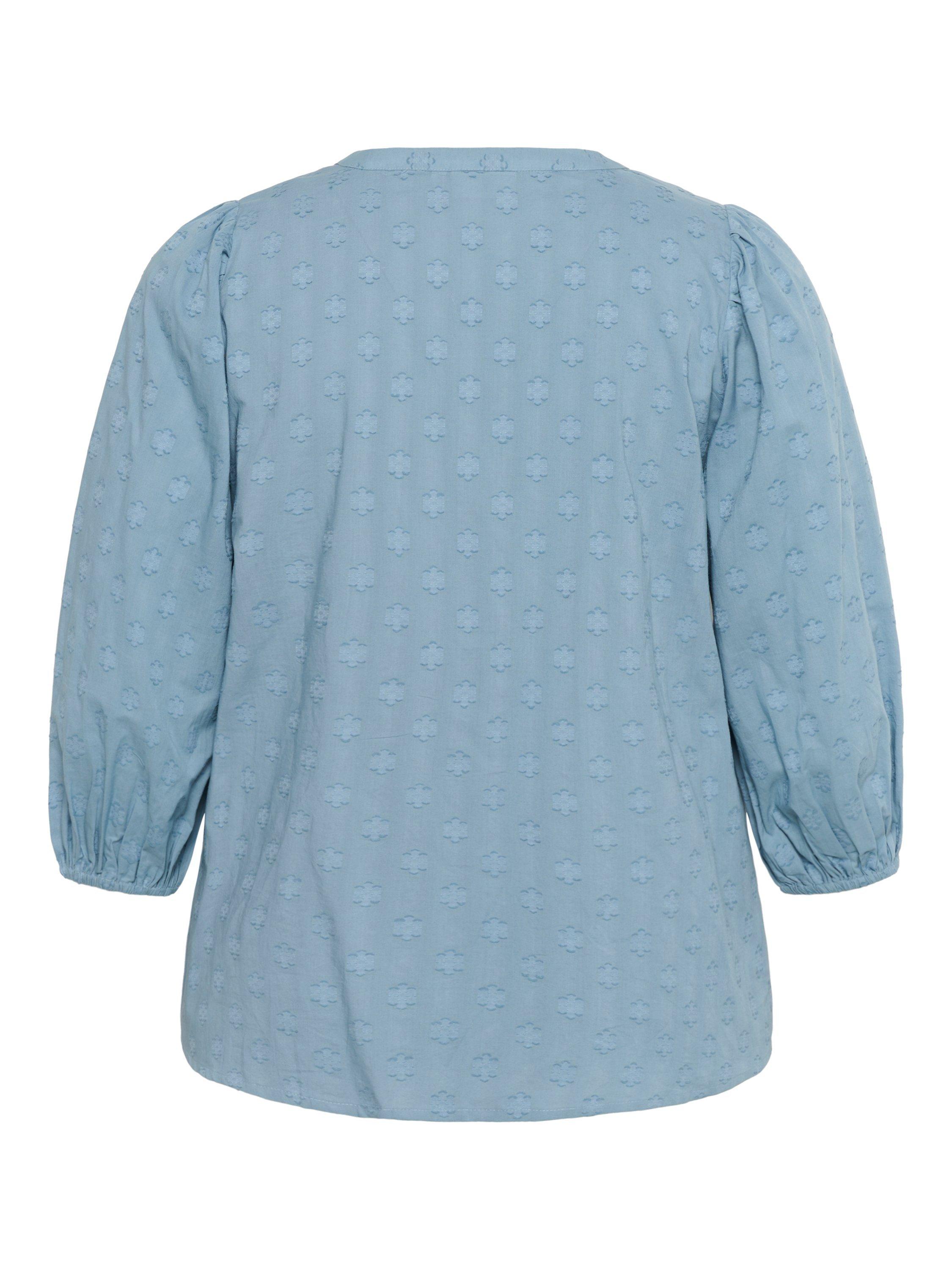 Product image 6 of 6, which shows KAFFE Loulou Cotton Textured Blouse, Mid Blue, 18
