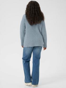 KAFFE Niela V-Neck Jumper, Mid Blue - view 2, Mid Blue
