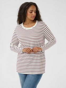 KAFFE Winni Stripe Jersey Top, White/Multi, White/Multi