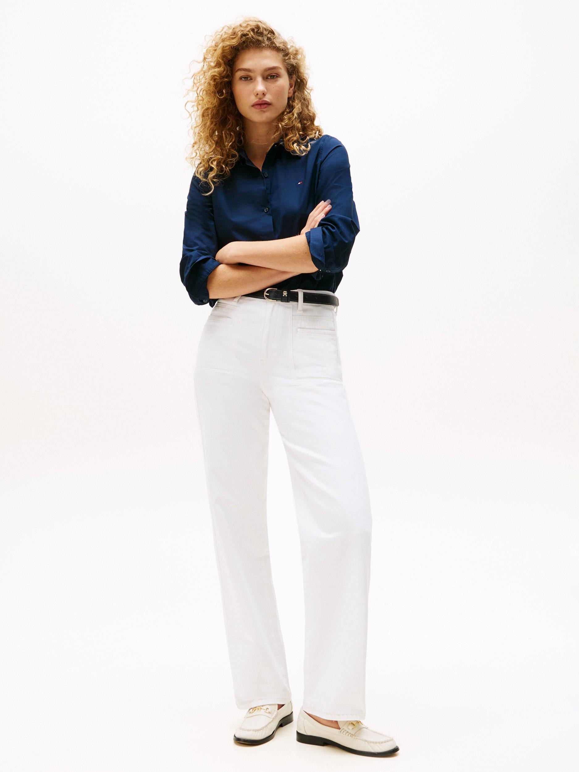 Product image 3 of 5, which shows Tommy Hilfiger Embroidered Flag Shirt, Dark Navy, 4