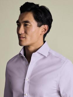 Charles Tyrwhitt Burlington Cotton Check Long Sleeve Collar Shirt - view 2, Lilac