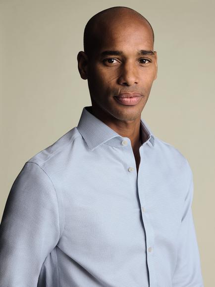 Charles Tyrwhitt Burlington Cotton Long Sleeve Collar Shirt - view 2, Grey Sky