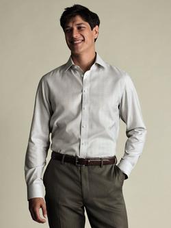 Charles Tyrwhitt Cotton Check Long Sleeve Collar Shirt, Neutral Slv