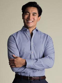 Charles Tyrwhitt Cotton Long Sleeve Collar Shirt, Navy