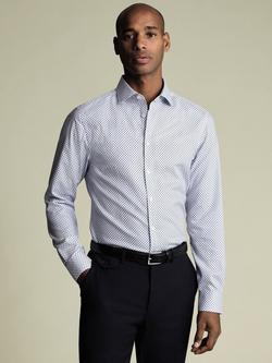 Charles Tyrwhitt Cotton Spot Long Sleeve Collar Shirt, White Print
