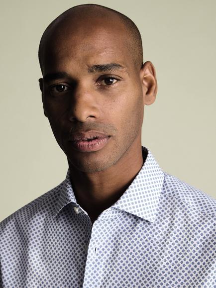Charles Tyrwhitt Cotton Spot Long Sleeve Collar Shirt - view 2, White Print