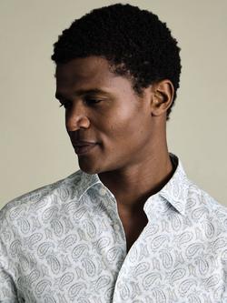 Charles Tyrwhitt Cotton Paisley Long Sleeve Collar Shirt - view 2, White Print