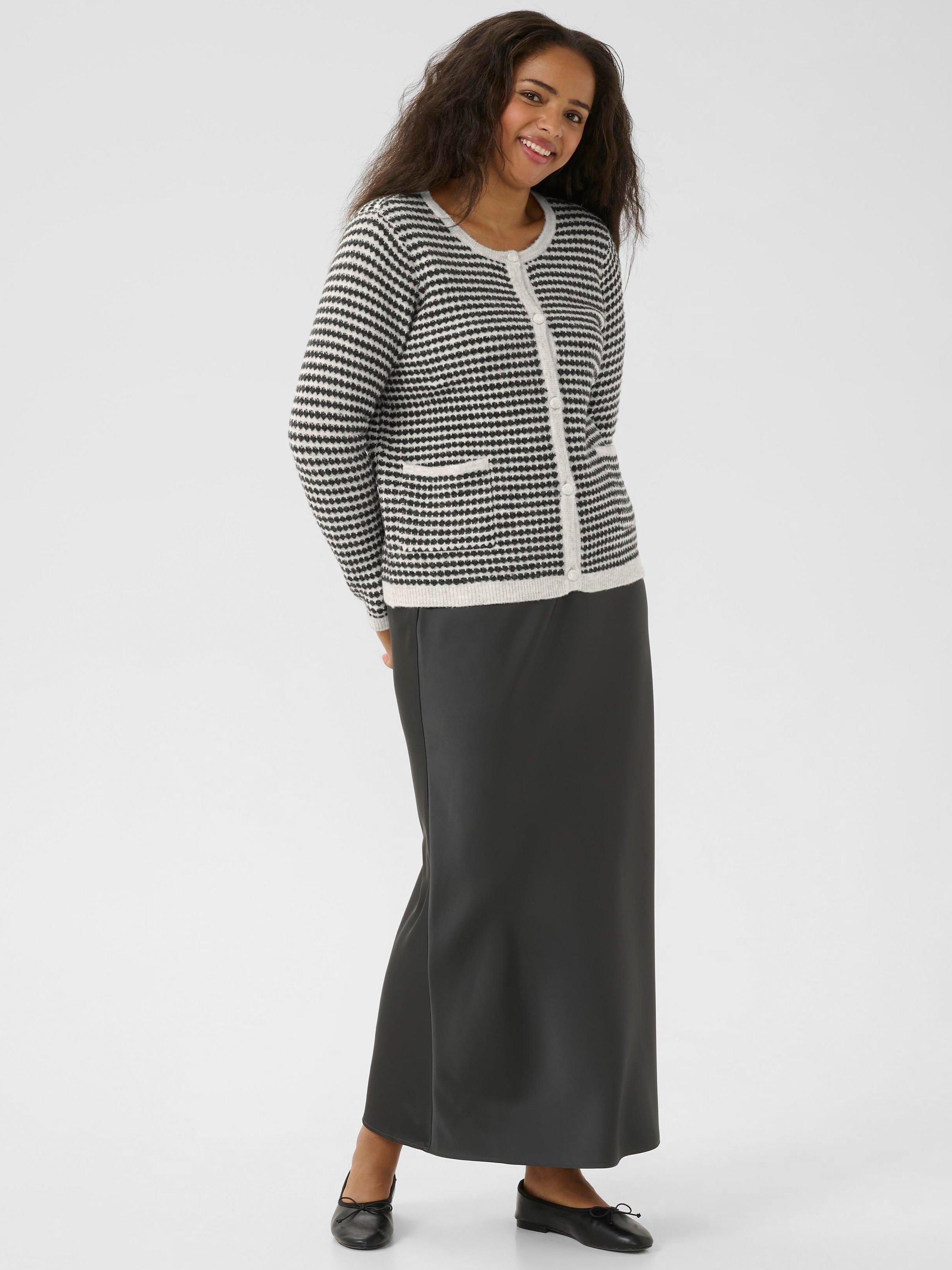 Product image 3 of 6, which shows KAFFE Celanna Wool Blend Crew Neck Cardigan, Grey/Multi, S