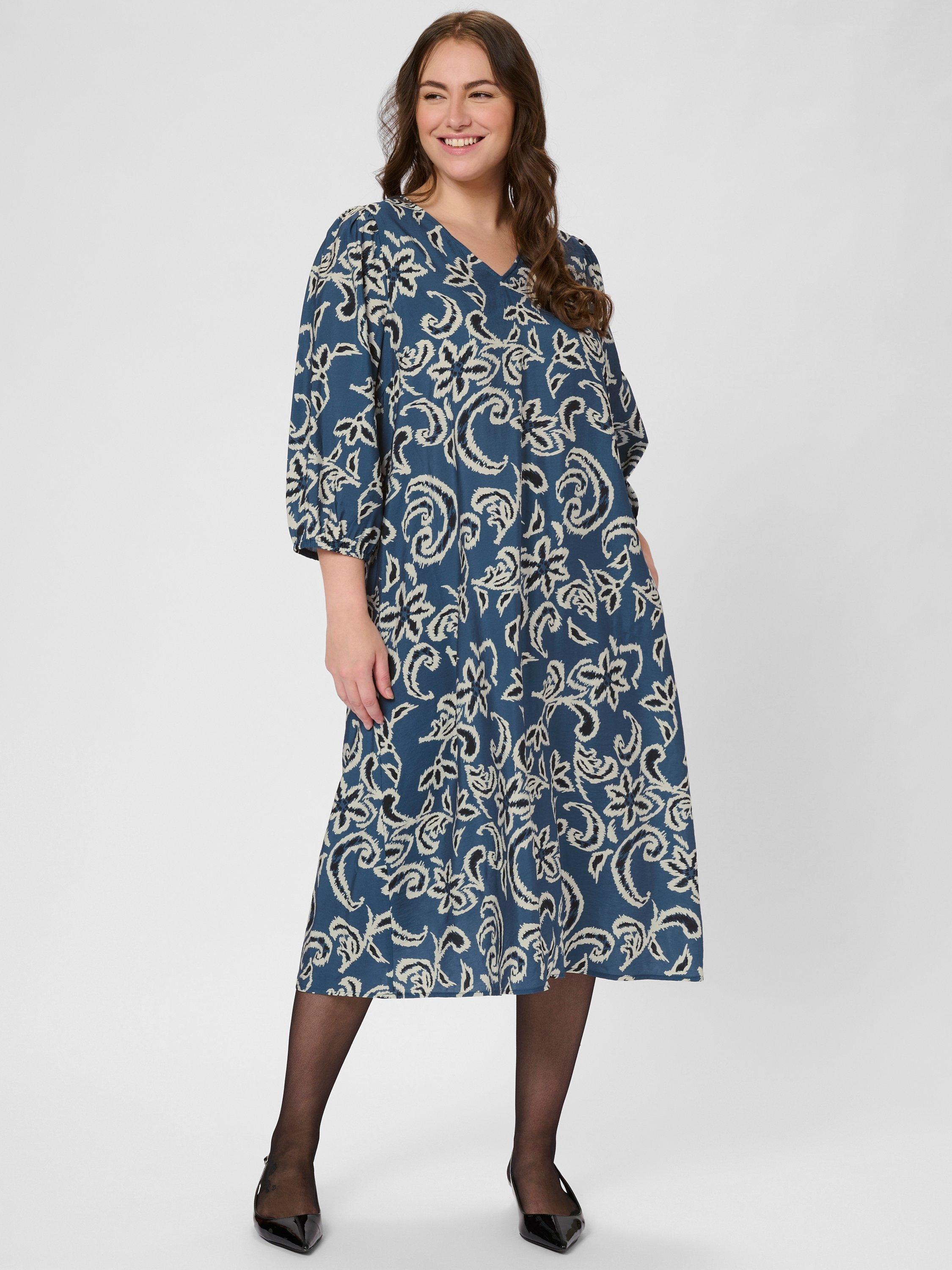 Product image 1 of 5, which shows KAFFE Mahlia Abstract Dress, Blue/Multi, 18
