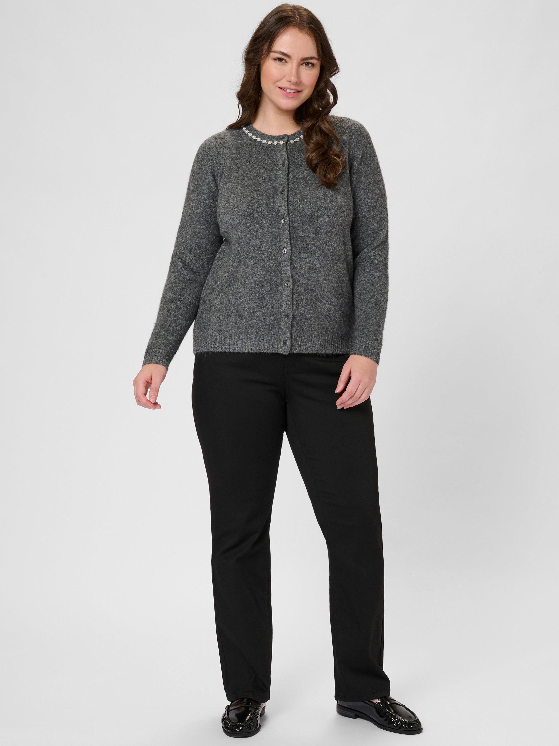 Product image 3 of 6, which shows KAFFE Roxia Embellished Collar Cardigan, Mid Grey, S
