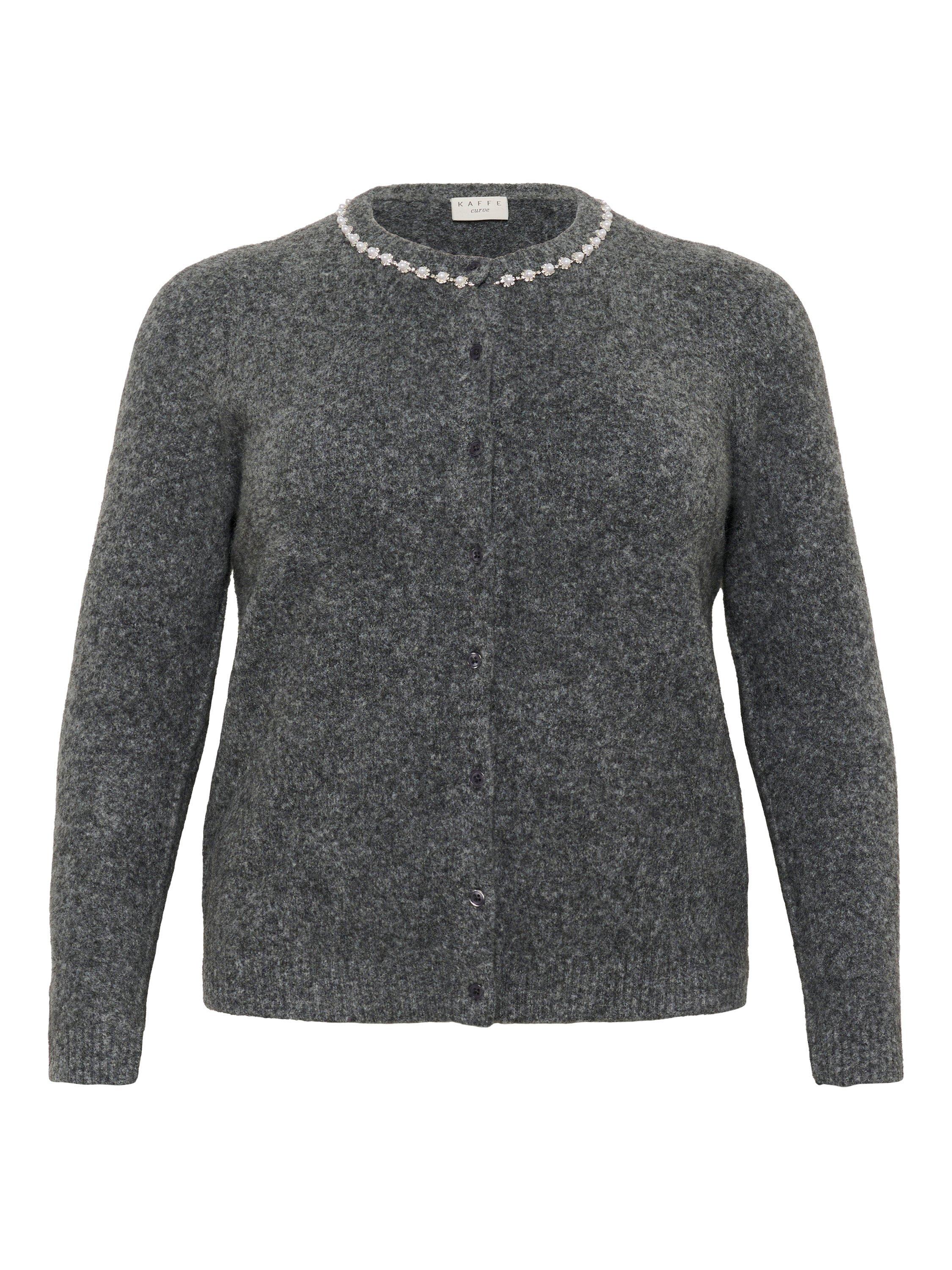 Product image 5 of 6, which shows KAFFE Roxia Embellished Collar Cardigan, Mid Grey, S