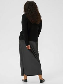 KAFFE Niela Round Neck Cardigan, Mid Brown - view 2, Black