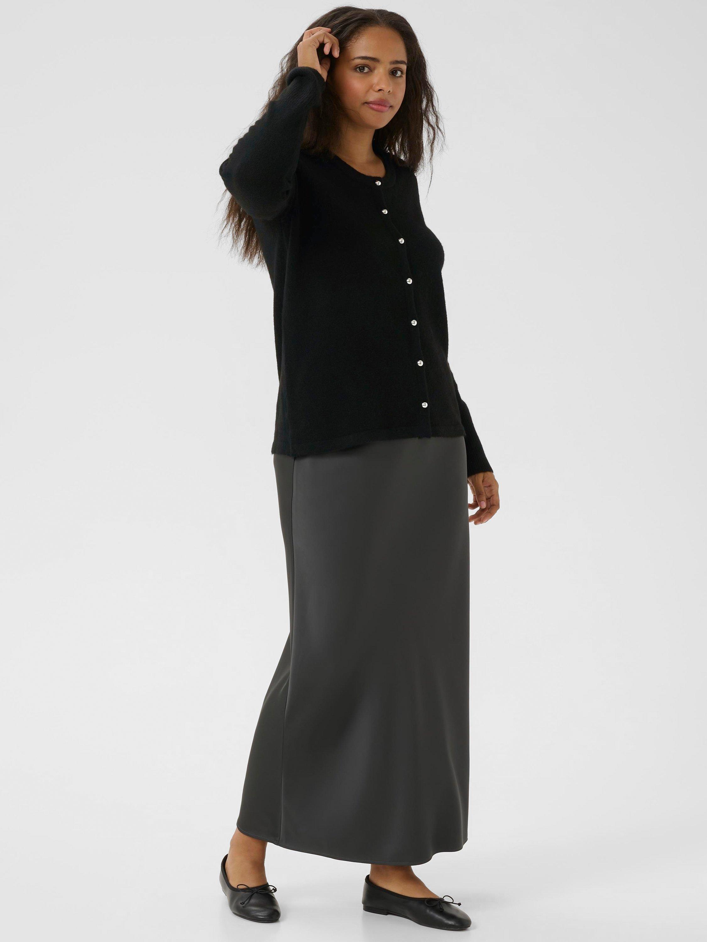 Product image 3 of 6, which shows KAFFE Niela Round Neck Cardigan, Black, S