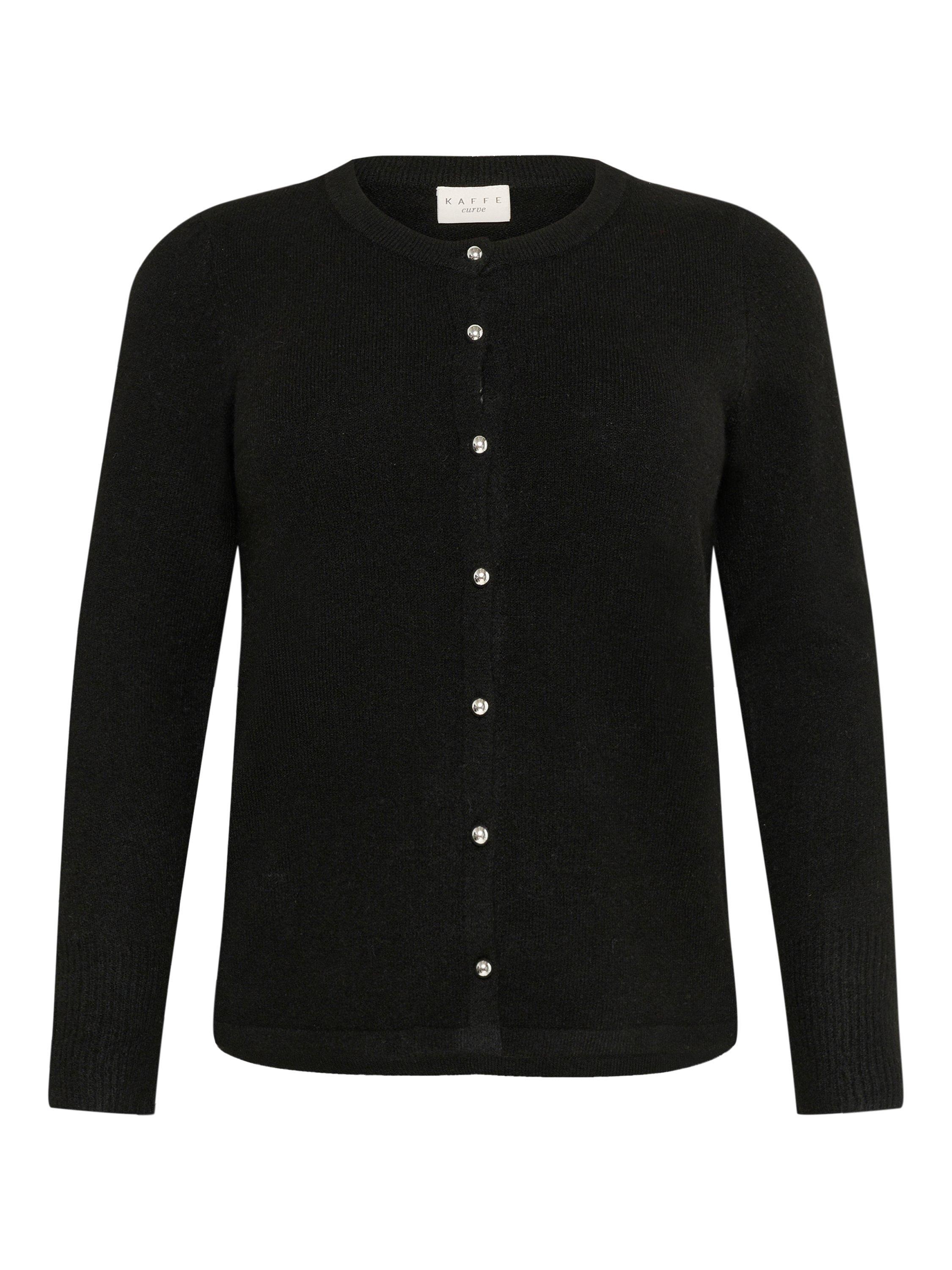 Product image 5 of 6, which shows KAFFE Niela Round Neck Cardigan, Black, S