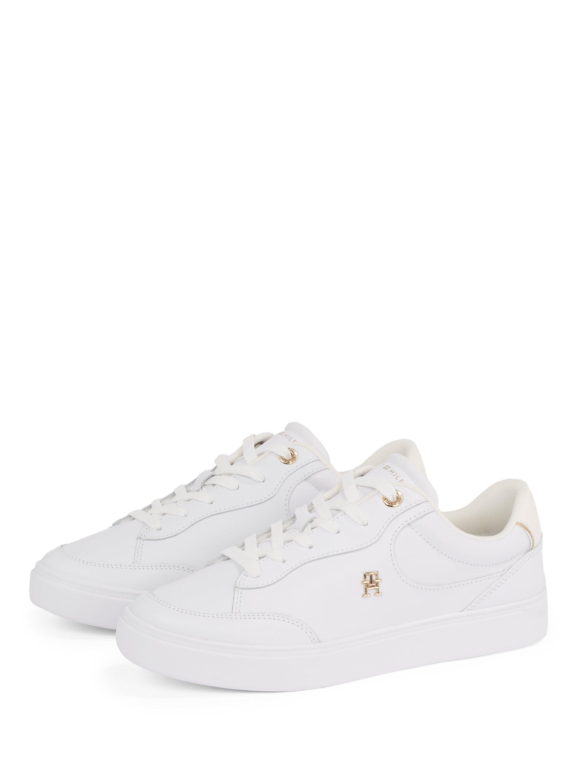 Product image 3 of 8, which shows Tommy Hilfiger Leather TH Monogram Court Trainers, White, EU36