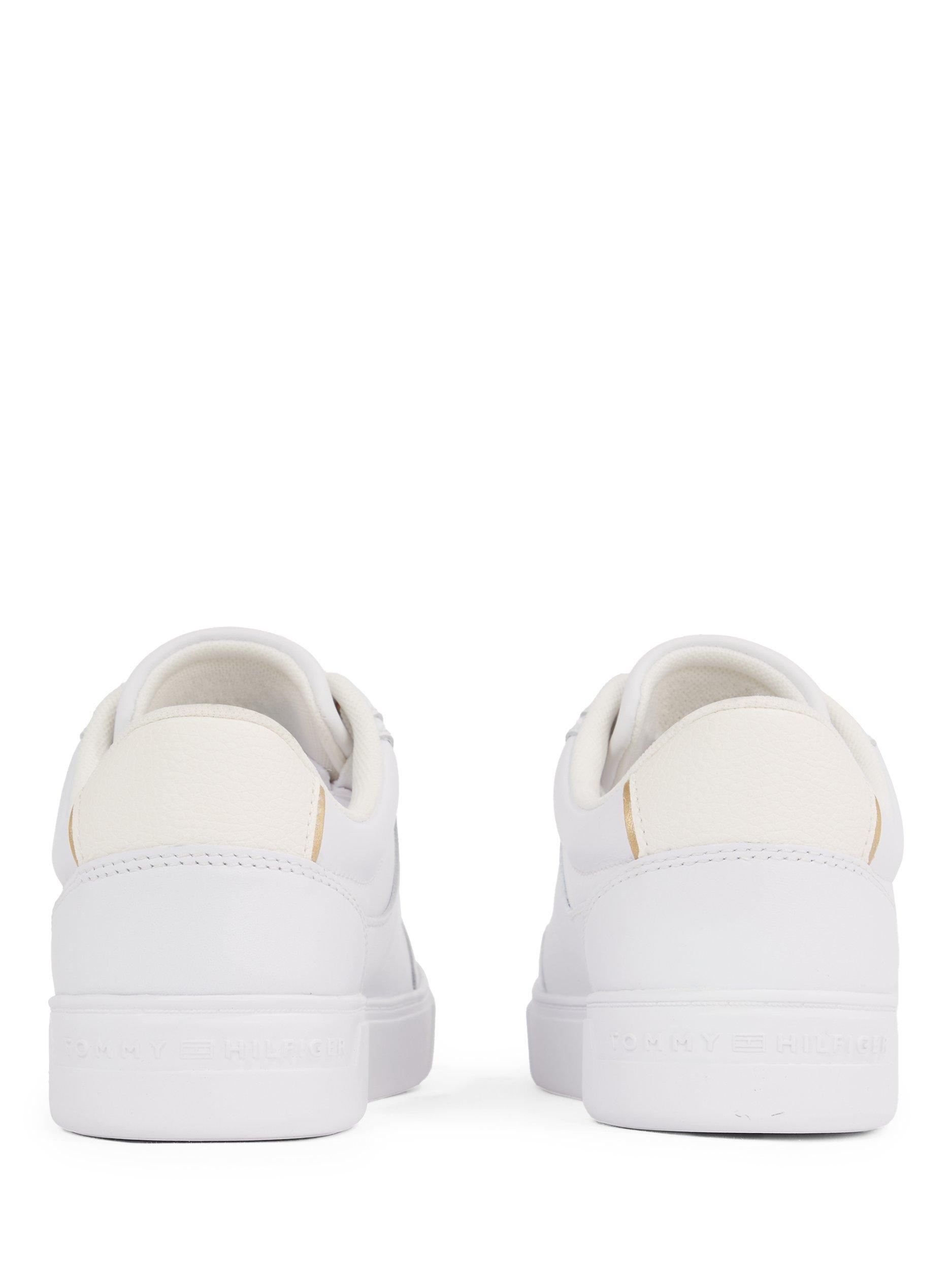 Product image 6 of 8, which shows Tommy Hilfiger Leather TH Monogram Court Trainers, White, EU36