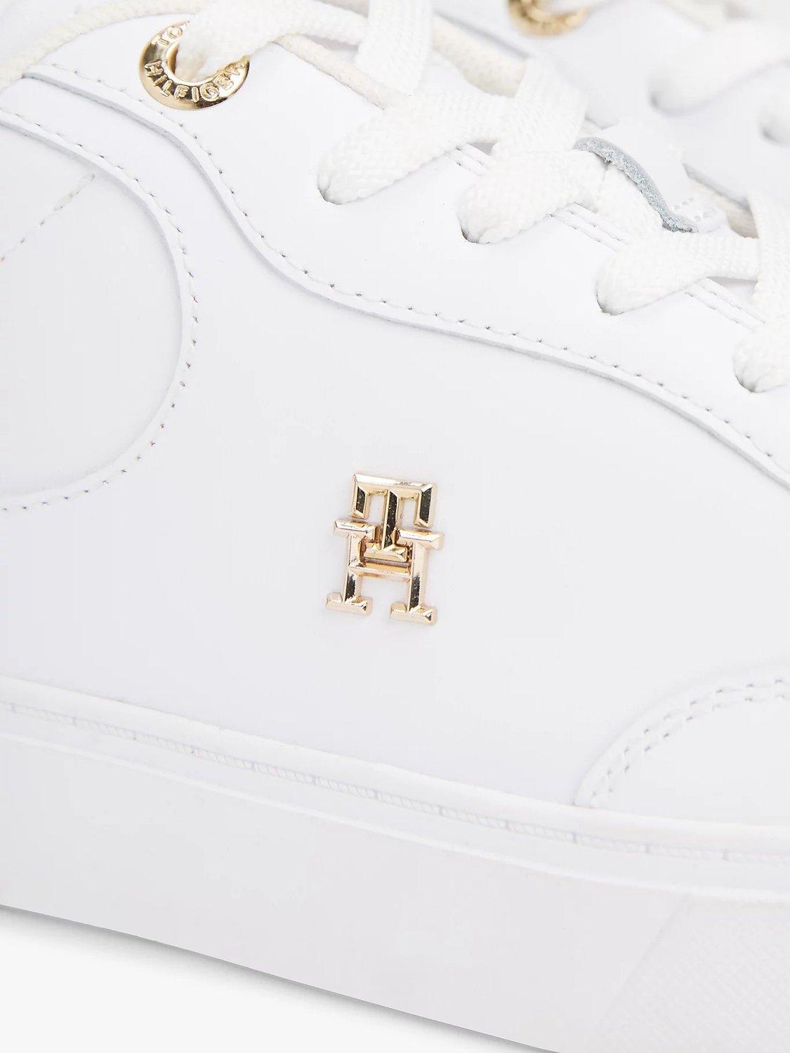 Product image 7 of 8, which shows Tommy Hilfiger Leather TH Monogram Court Trainers, White, EU36