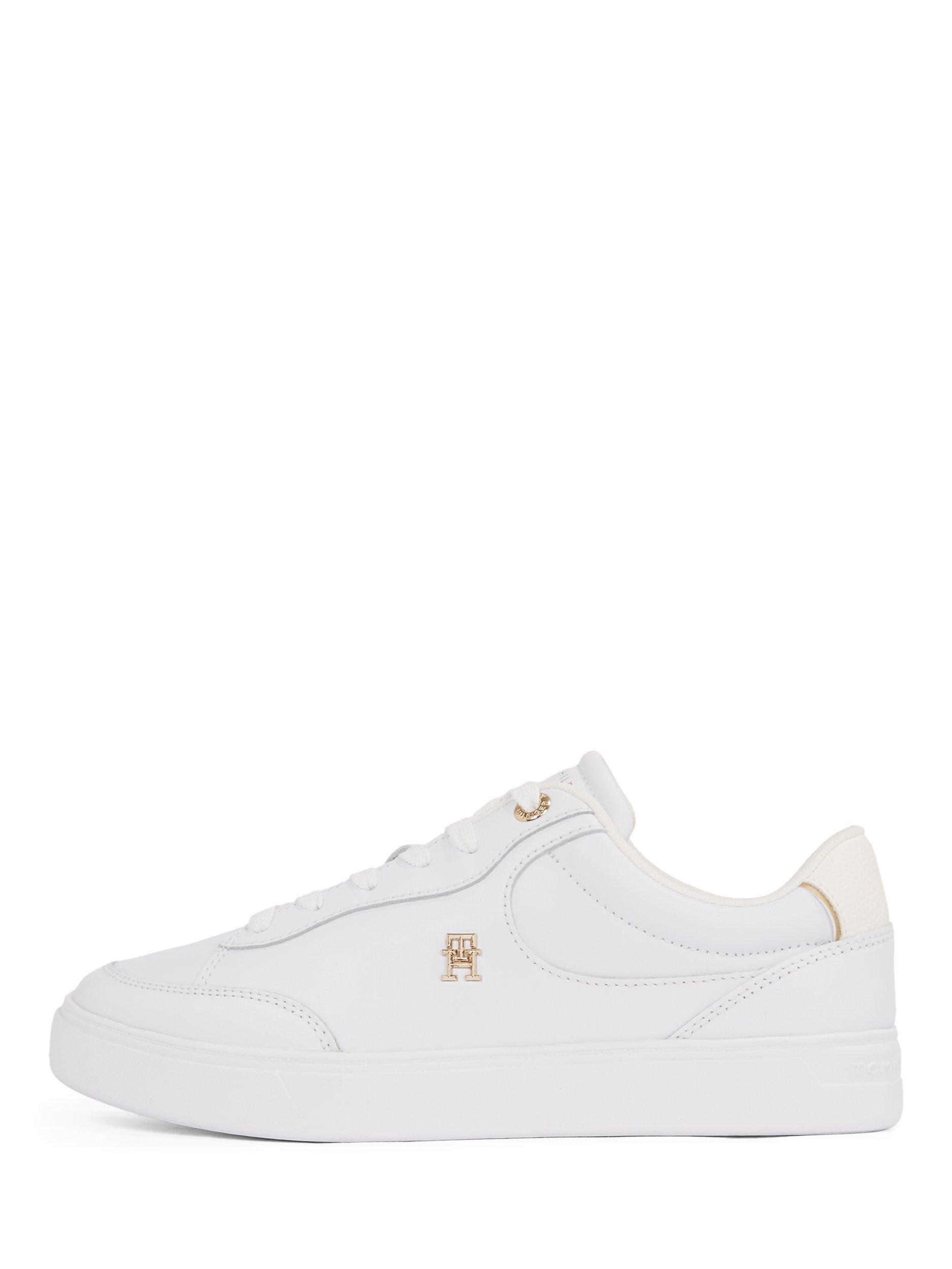Product image 8 of 8, which shows Tommy Hilfiger Leather TH Monogram Court Trainers, White, EU36