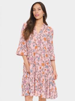 Saint Tropez Eda Floral V-Neck Dress, Pink Nectar, Pink Nectar
