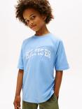 Tommy Hilfiger Kids' Cotton Short Sleeved Logo T-Shirt, Cloudy Blue