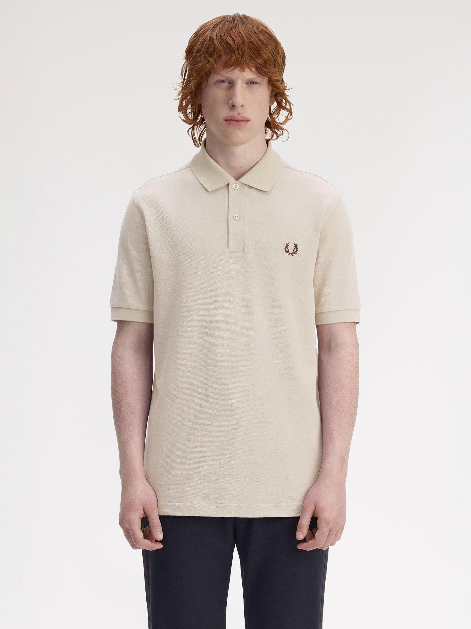 Product image 1 of 5, which shows Fred Perry Polo Shirt, Wrm Oat/Bnt Toba, S