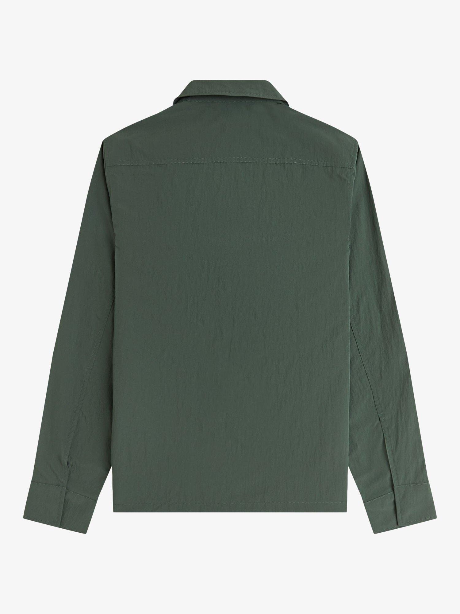 Product image 5 of 5, which shows Fred Perry Zip Front Overshirt, Court Green, S