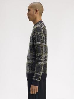 Fred Perry Cotton Blend Tartan Long Sleeve Crew Neck Jersey Top - view 2, Anchor Grey