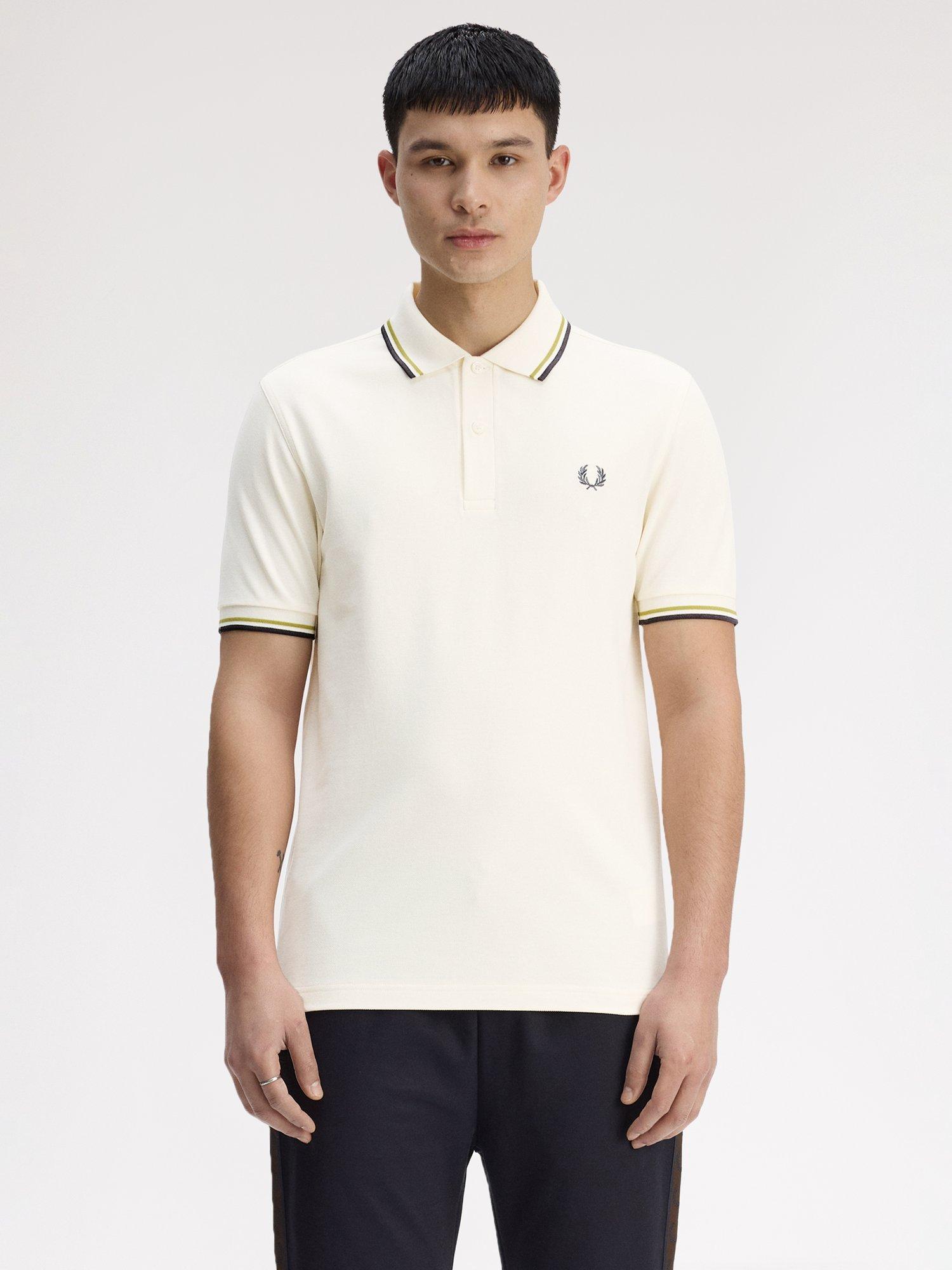 Product image 1 of 5, which shows Fred Perry Polo Shirt, Ecr/Tbyllw/Ancgy, S