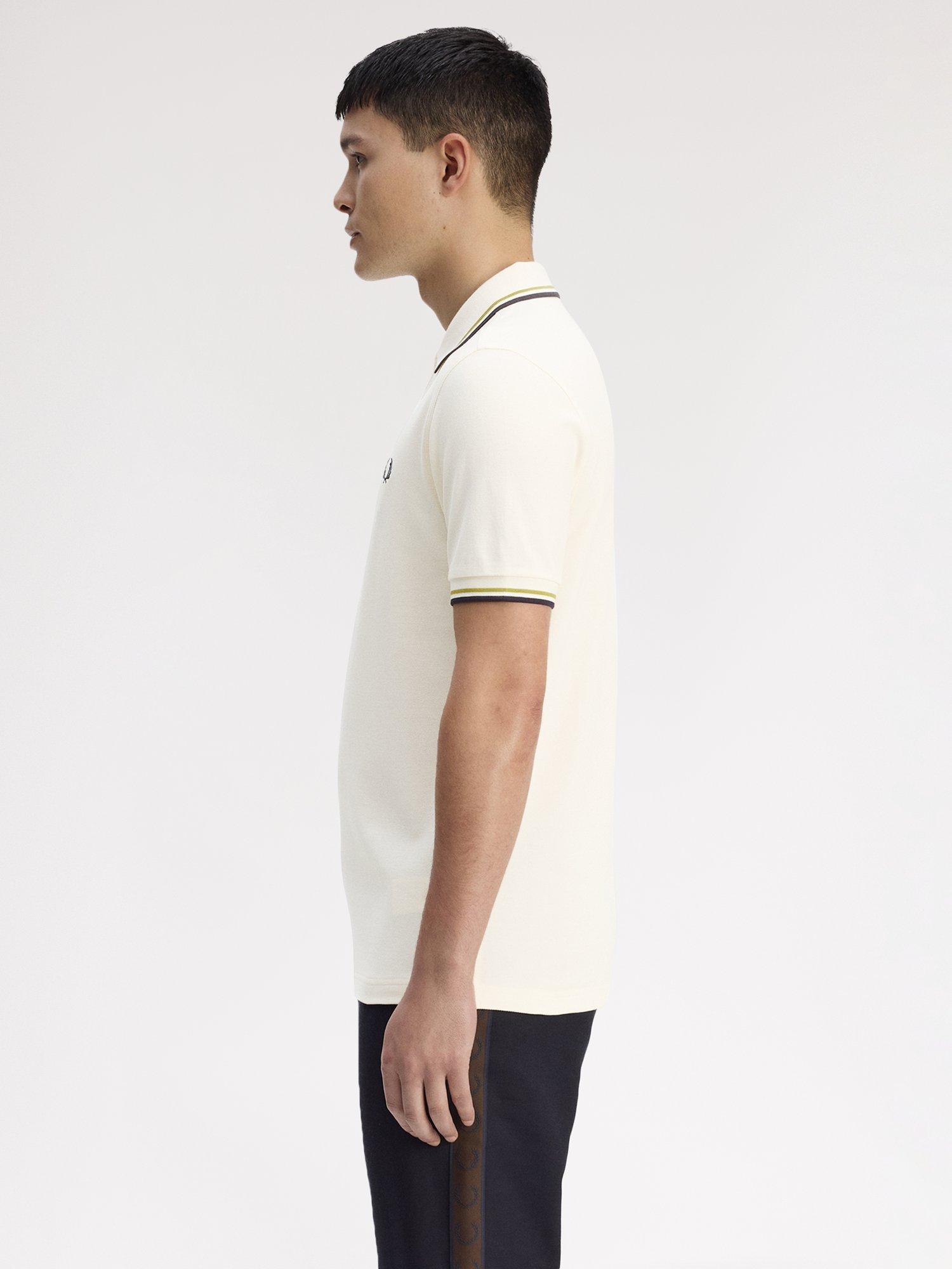 Product image 2 of 5, which shows Fred Perry Polo Shirt, Ecr/Tbyllw/Ancgy, S