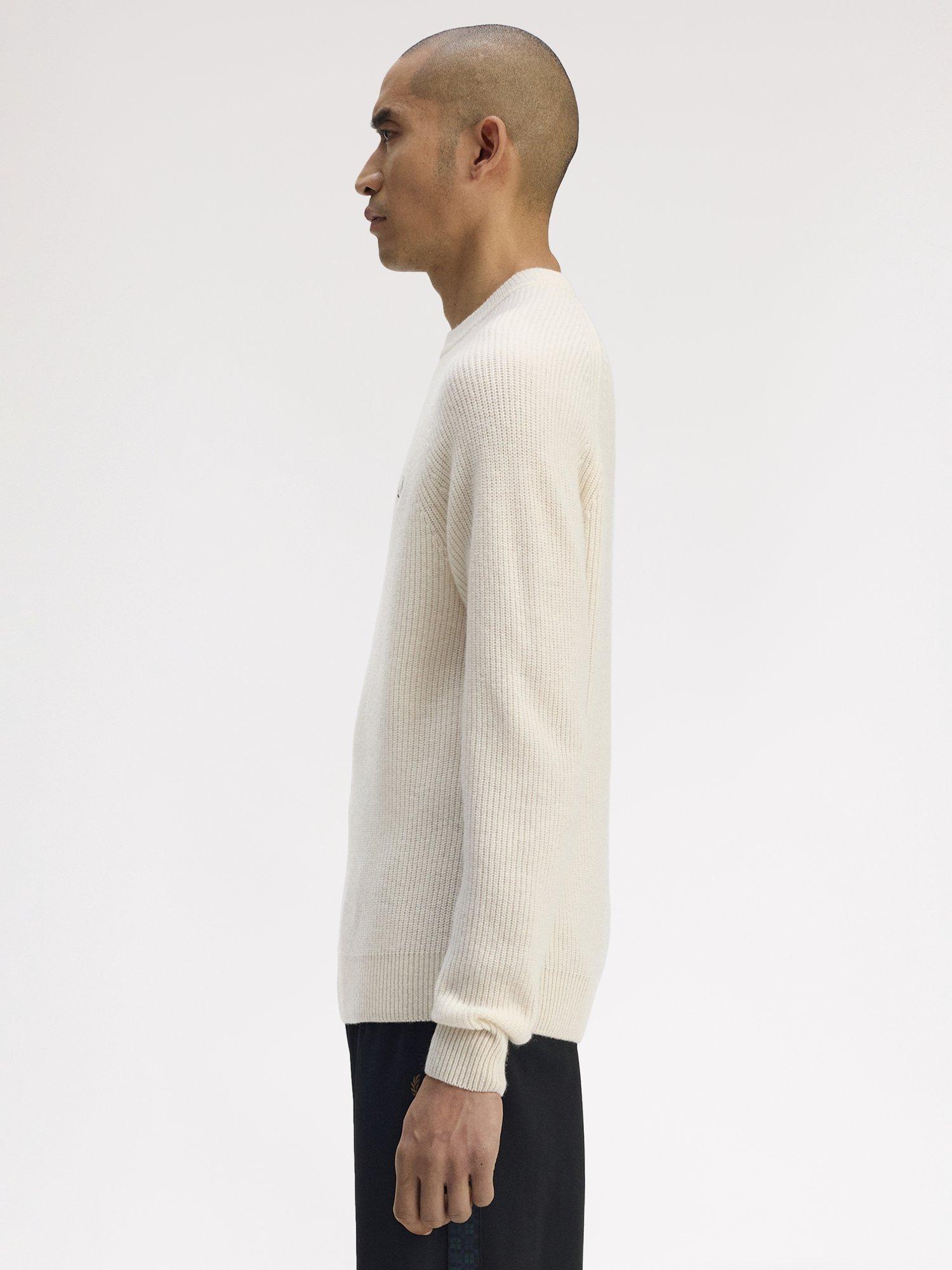 Product image 2 of 5, which shows Fred Perry Crew Neck Raglan Sleeve Wool Jumper, Ecru, S