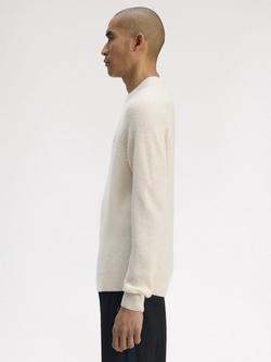 Fred Perry Crew Neck Raglan Sleeve Wool Jumper, Ecru - view 2, Ecru