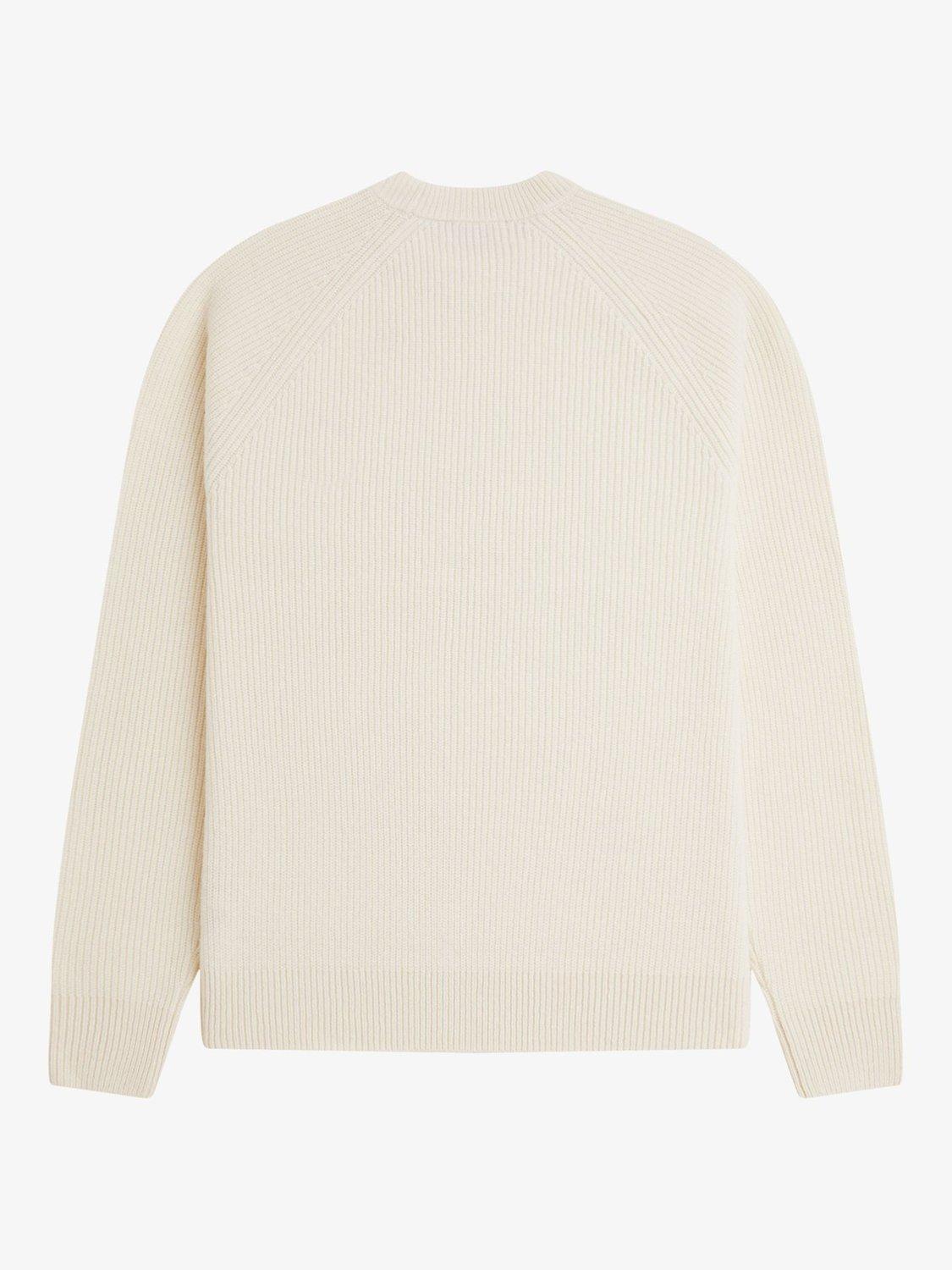 Product image 5 of 5, which shows Fred Perry Crew Neck Raglan Sleeve Wool Jumper, Ecru, S