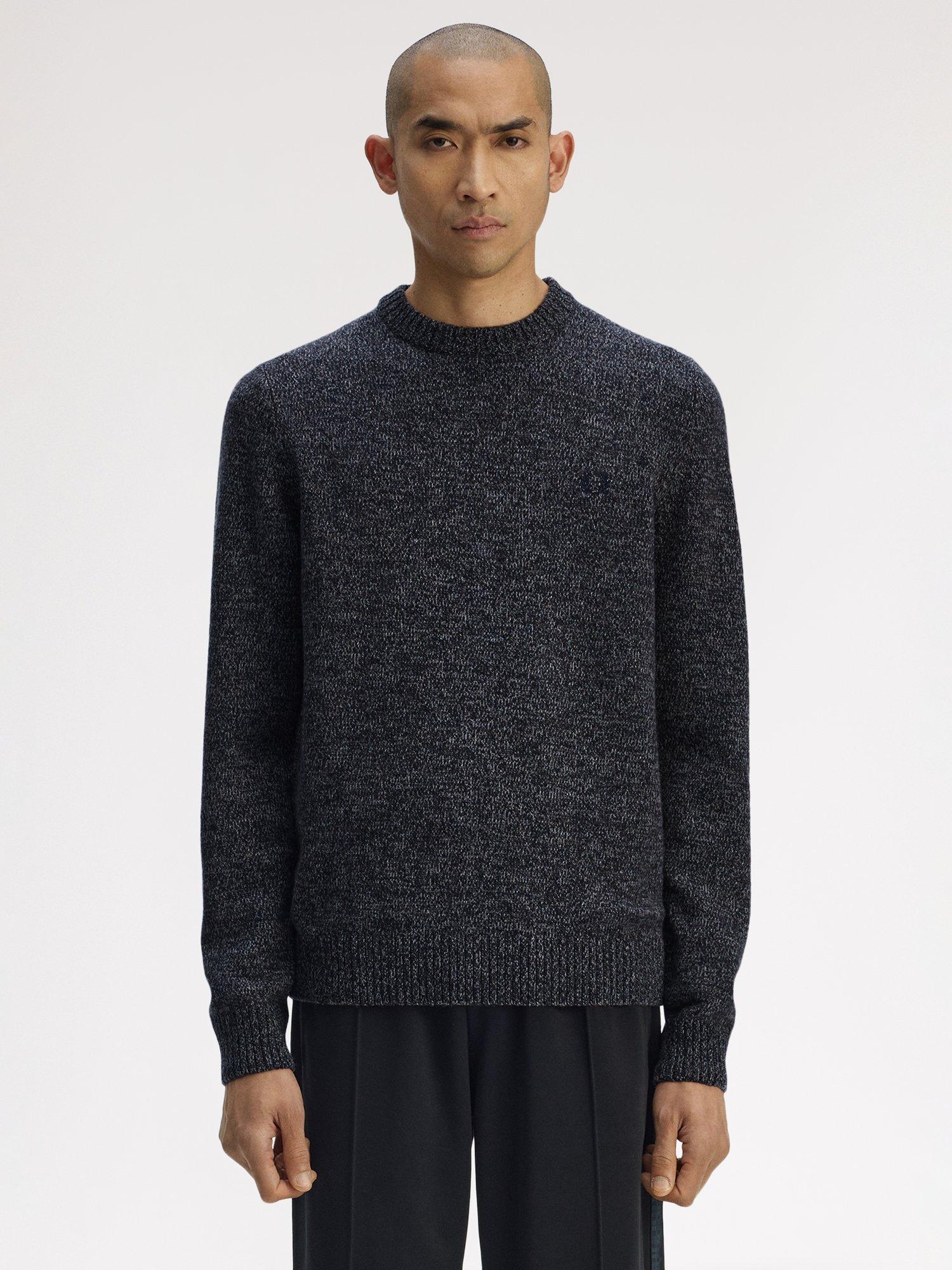 Product image 1 of 5, which shows Fred Perry Crew Neck Wool Blend Jumper, Navy/Woat/Bntob, S
