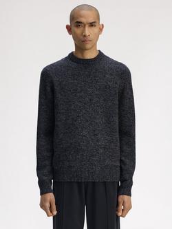 Fred Perry Crew Neck Wool Blend Jumper, Navy/Woat/Bntob, Navy/Woat/Bntob