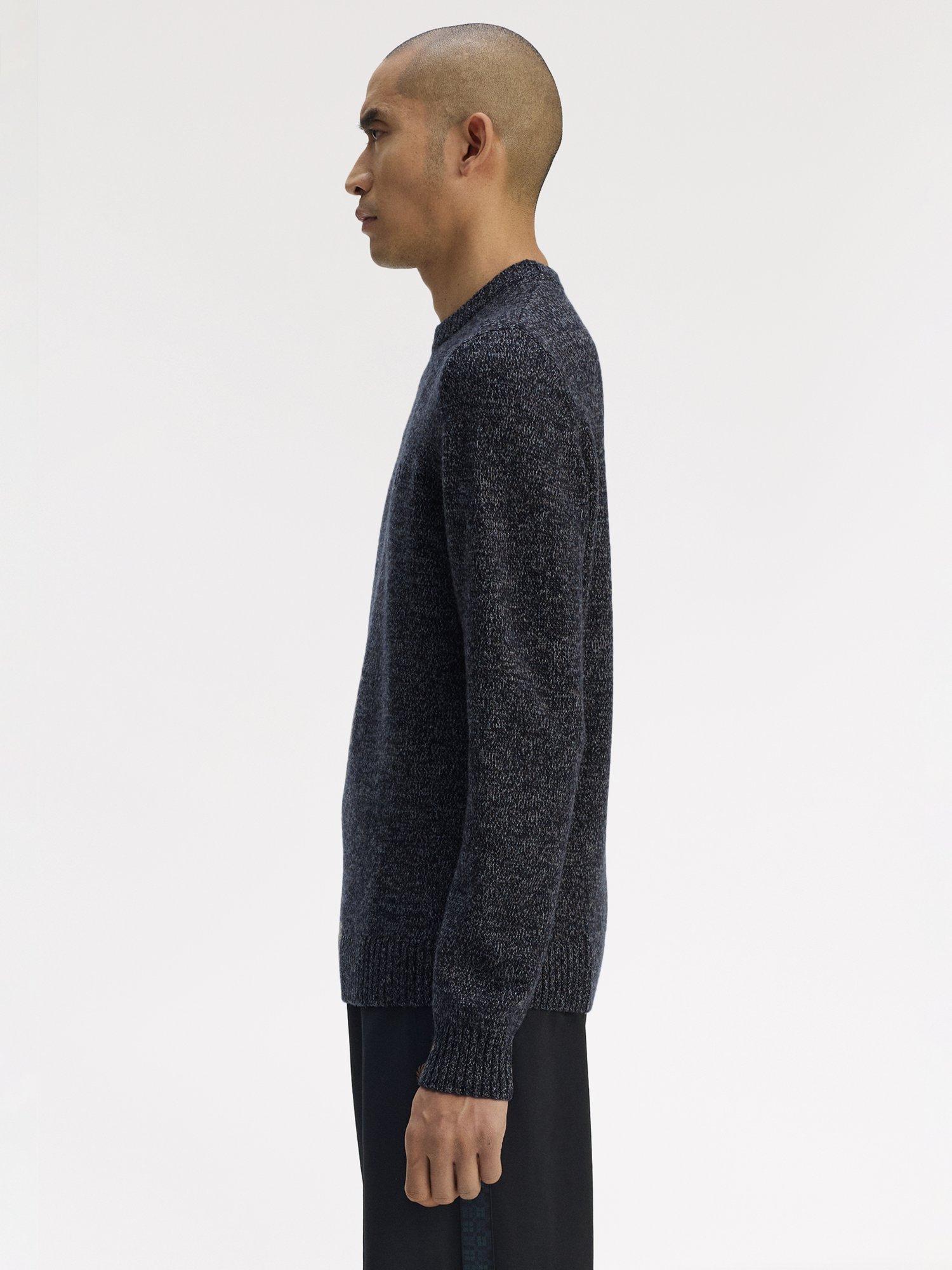 Product image 2 of 5, which shows Fred Perry Crew Neck Wool Blend Jumper, Navy/Woat/Bntob, S