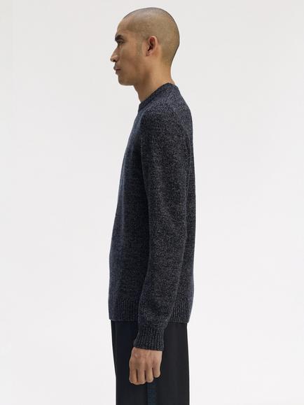 Fred Perry Crew Neck Wool Blend Jumper, Navy/Woat/Bntob - view 2, Navy/Woat/Bntob