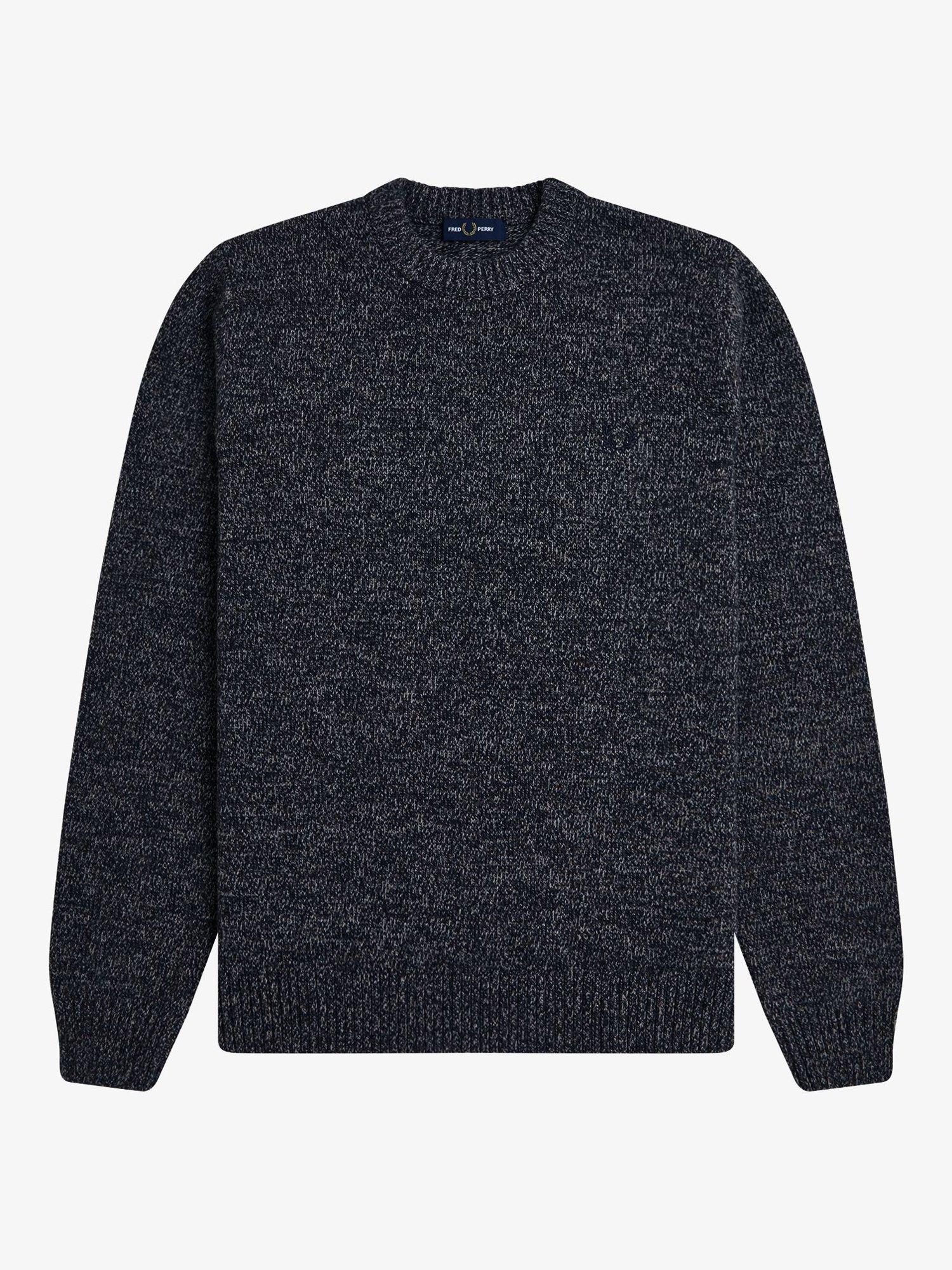 Product image 4 of 5, which shows Fred Perry Crew Neck Wool Blend Jumper, Navy/Woat/Bntob, S