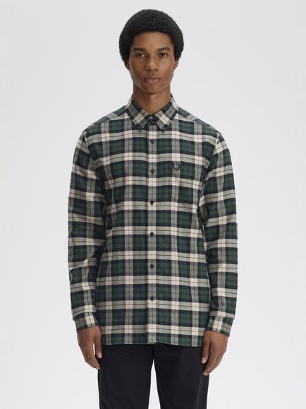 Fred Perry Brushed Tartan Shirt, Court Green, Court Green